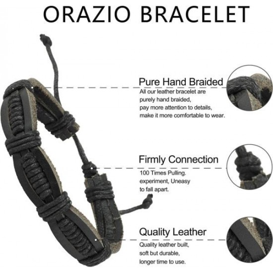 31Pcs Braided Leather Bracelets For Men Women Wooden Beaded Wrist Woven Cuff Wrap Bracelet Set Adjustable 31Pcs Braided Leather Bracelets For Men Women Wooden Beaded Wrist Woven Cuff Wrap Bracelet Set Adjustable